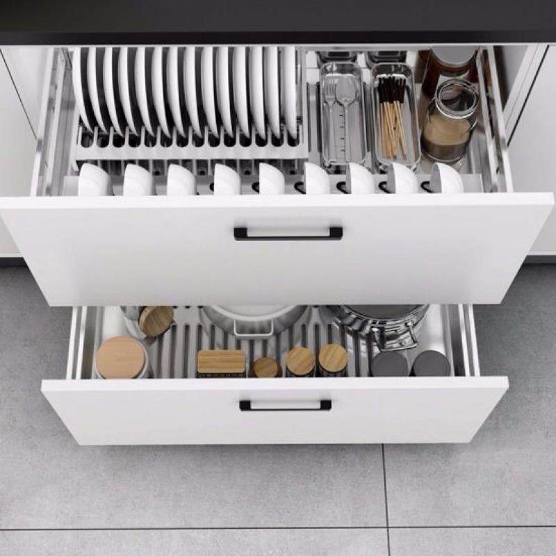 橱柜拉篮304不锈钢厨房双层抽屉式碗篮阻尼缓冲轨道升级加宽加厚