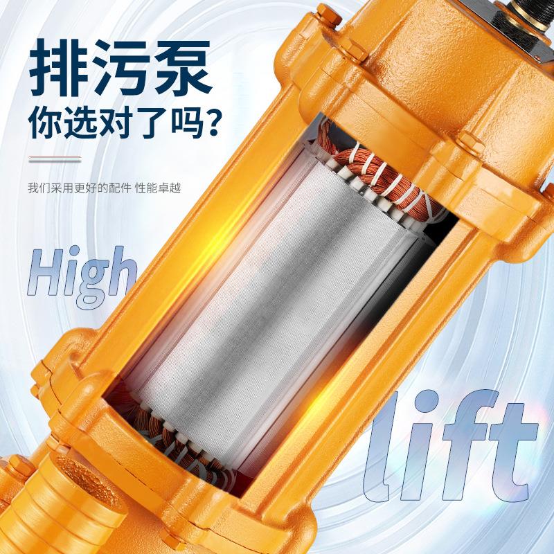 WQX10-24-1.5kw高扬程污水泵三相工程排污潜水泵无堵塞2寸污水泵
