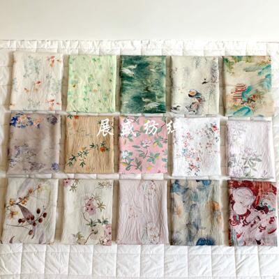 天丝苎麻印花布料 新中式天丝麻古风国风女装连衣裙旗袍汉服面料