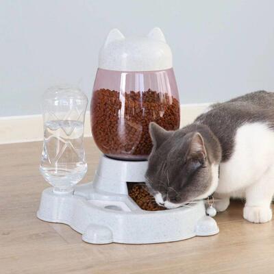 2 IN 1 Cat Water And Food Feeder Dispenser Automatic Dog Cat
