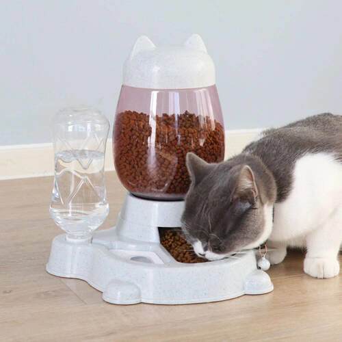 2 IN 1 Cat Water And Food Feeder Dispenser Automatic Dog Cat