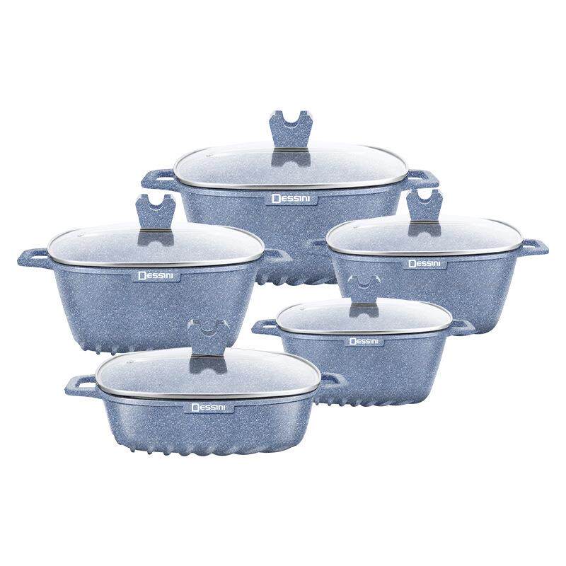 royal dessini10件套方形压铸铝汤锅家用烹饪锅不粘锅套装pot
