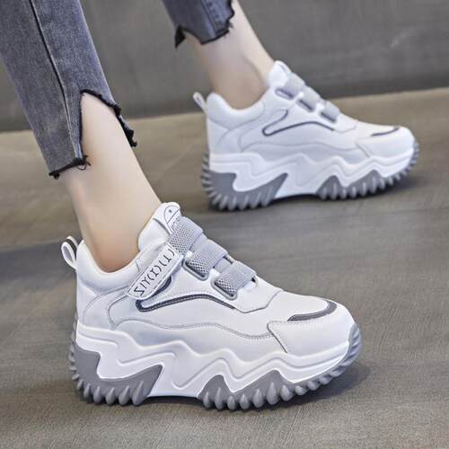 代购磨术贴老爹鞋女2025春季新款厚底小个子内增高8cm休闲小白鞋