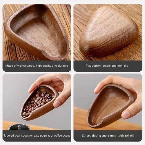 Wooden Coffee Bean Bowl Walnut Wood Measuring Container