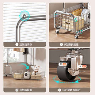 挂衣架落地卧室家用晾衣架室内移动简易衣帽架阳台杆式 衣服架