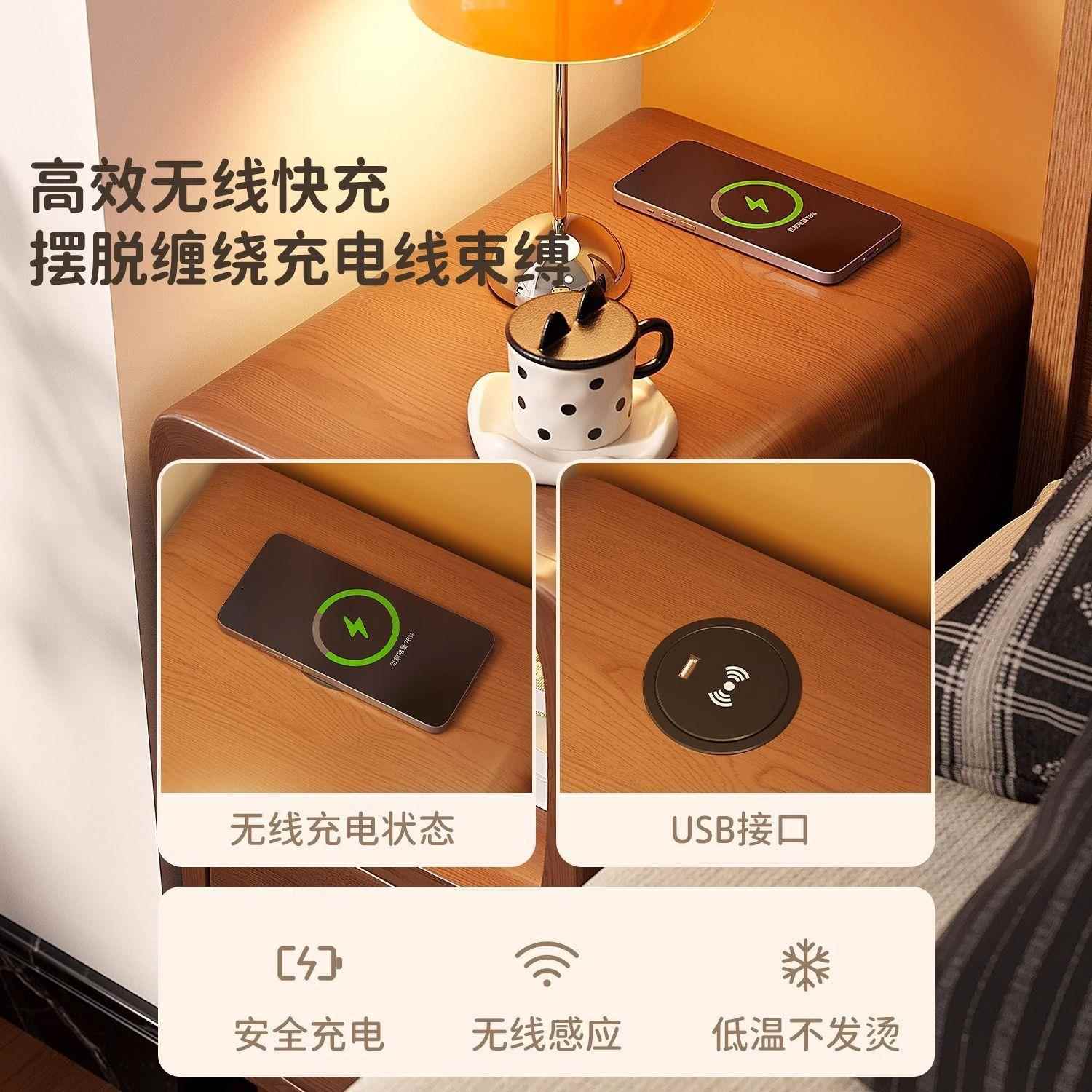 床大头柜柜迷你小型极窄简纳约床边卧室收超窄夹缝置物架YST实木