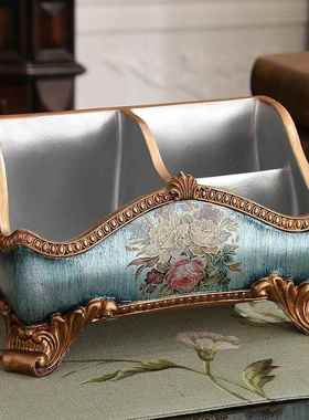 创意欧式收纳盒摆件复古遥控器盒书房桌面客厅茶几储物盒家居饰品