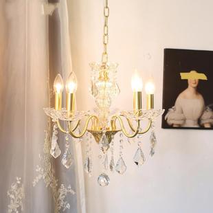 奢洛尼中古美式 宫廷房间卧室餐厅客厅全铜水晶灯具 蜡烛小吊灯法式