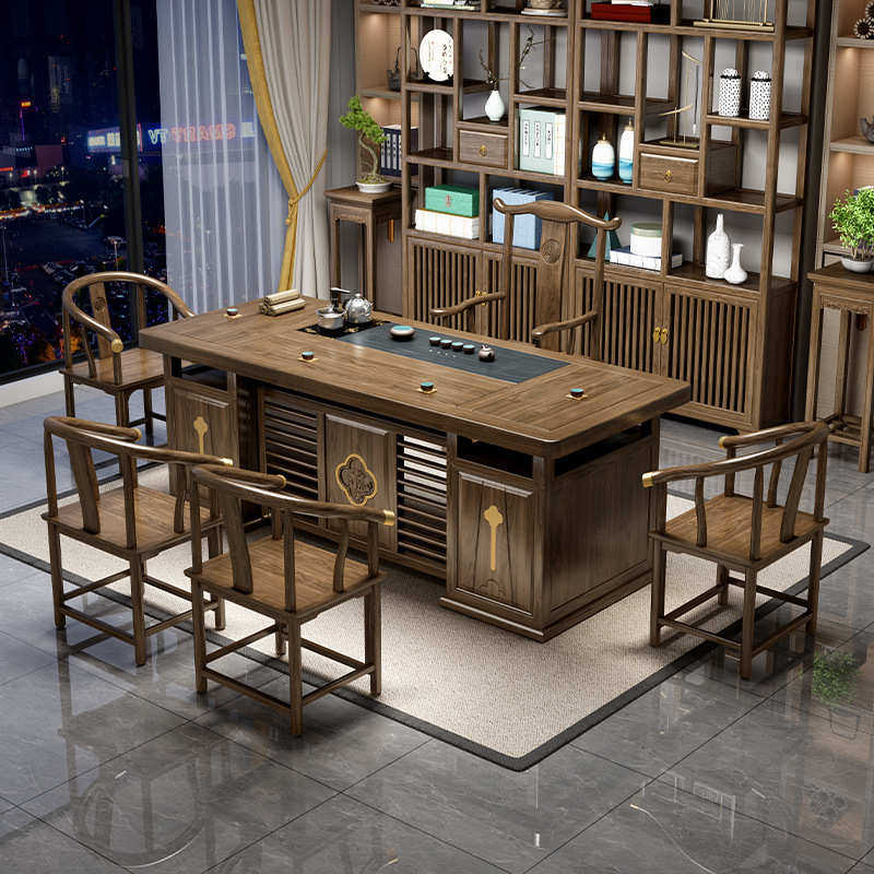 新中式南榆木实木茶桌椅组合简约现代茶台茶具套装实木功夫茶桌椅,住宅家具,家用茶台/茶桌,淘宝优惠券,粉丝福利购,淘宝优惠卷