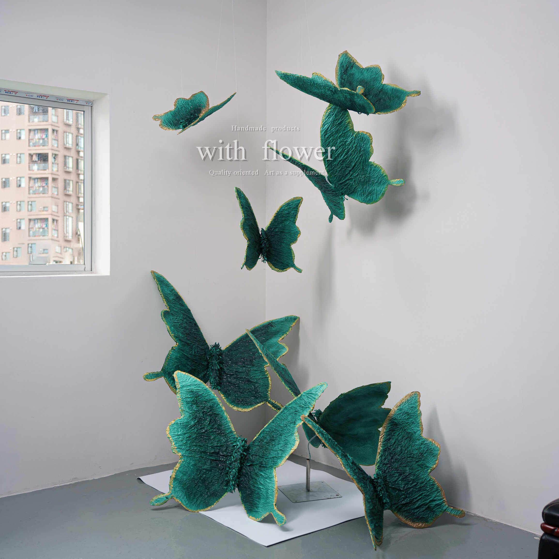 墨绿悬挂蝴蝶装饰挂饰橱窗布置氛围摆件场景仿真美陈开业活动打卡,商业/办公家具,商业美陈,淘宝优惠券,粉丝福利购,淘宝优惠卷