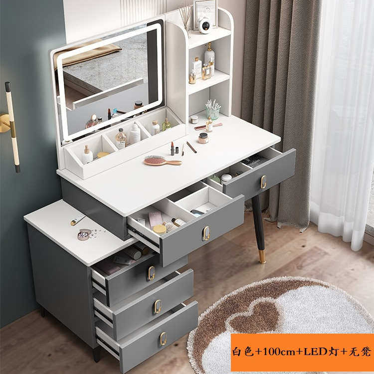 卧室梳妆台现代简约小型加厚轻奢网红化妆桌储物柜一体木梳妆现代,住宅家具,梳妆台+梳妆凳,淘宝优惠券,粉丝福利购,淘宝优惠卷