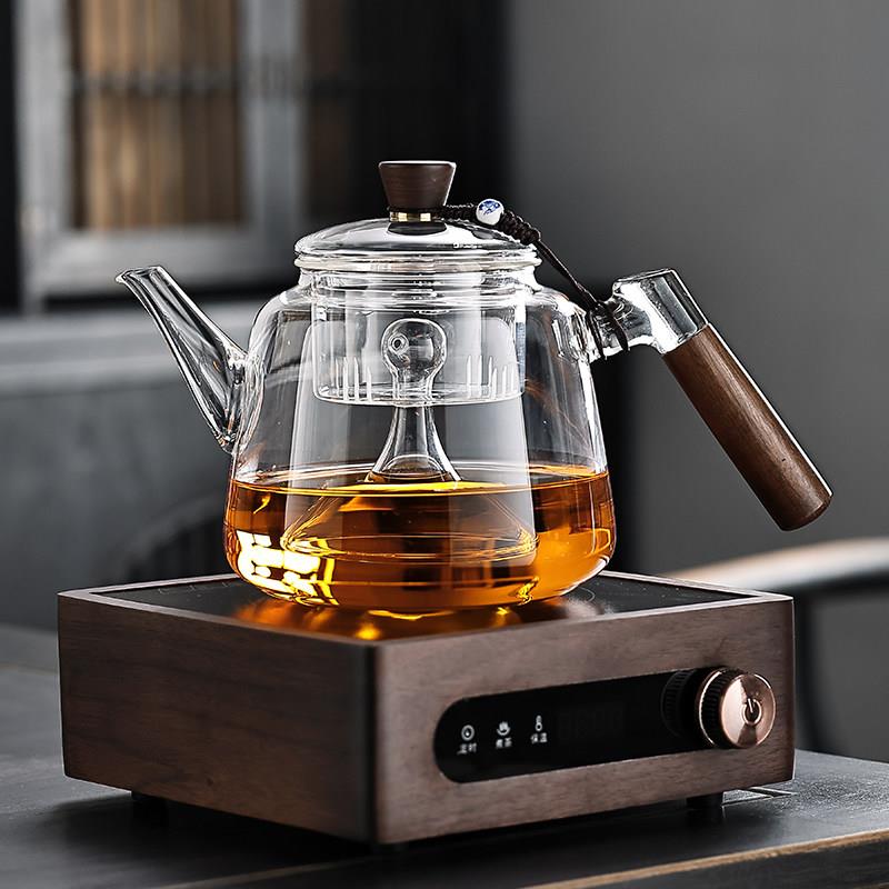 黑晶炉泡茶炉蒸煮一体加厚全玻璃煮茶壶烧水泡茶壶自动上水茶器套