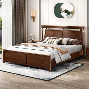 乌金木实木床新中式 床主卧2米x2米2.2大床200×220cm气压高箱储物