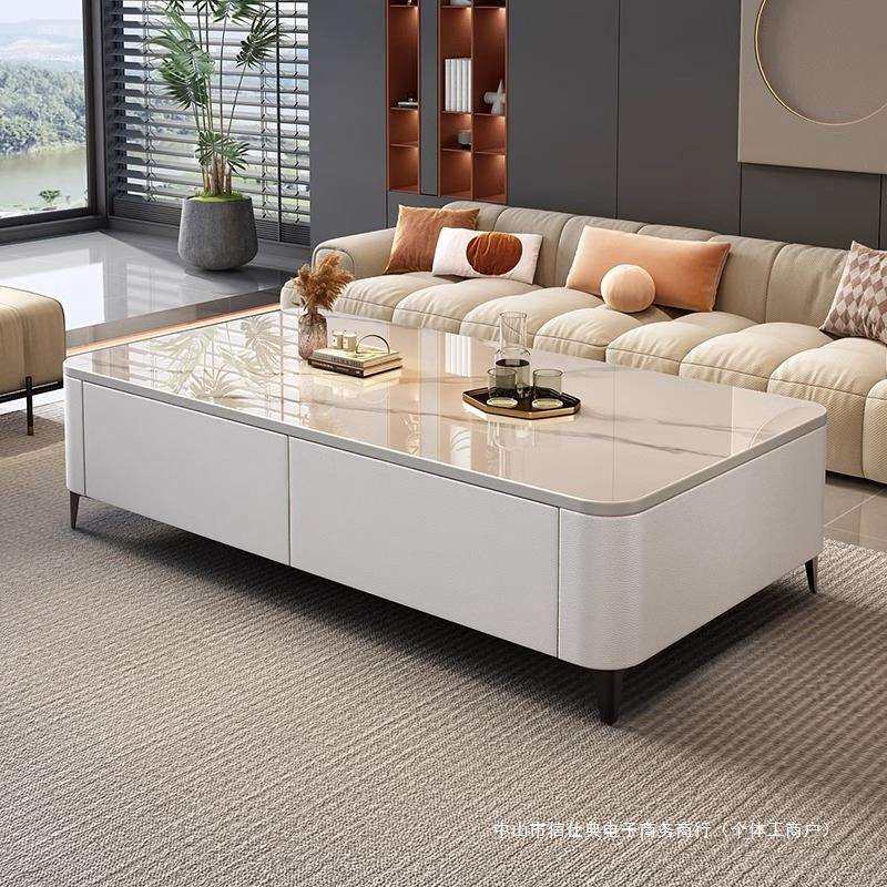 岩板茶几客厅家用轻奢桌高级感2026新款小户型落地茶几电视柜组合