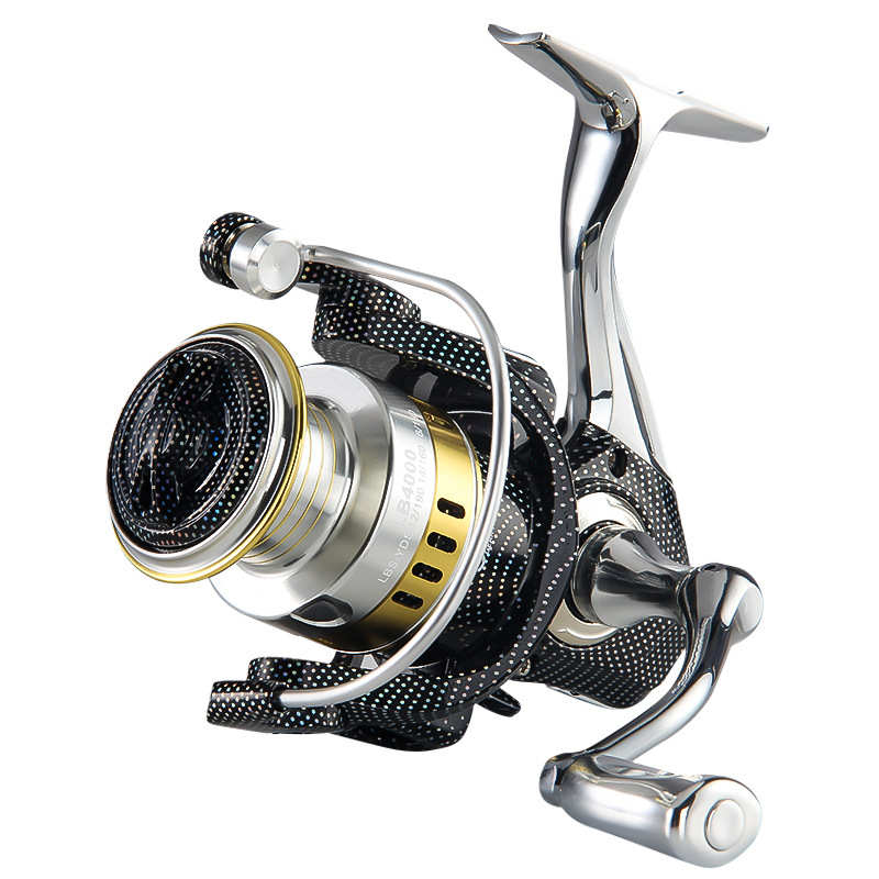 皓顿Temu爆款镭射路亚纺车轮批发5.2:1 全金属主体鱼轮海竿轮渔轮