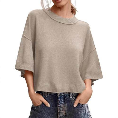 Womens Sleeve Sweater Summer Oversized Cropped Sweaters