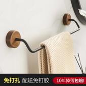 免浴打毛巾架轻奢卫生间挂挂架YWM室毛巾杆壁式 浴巾架孔子置物架