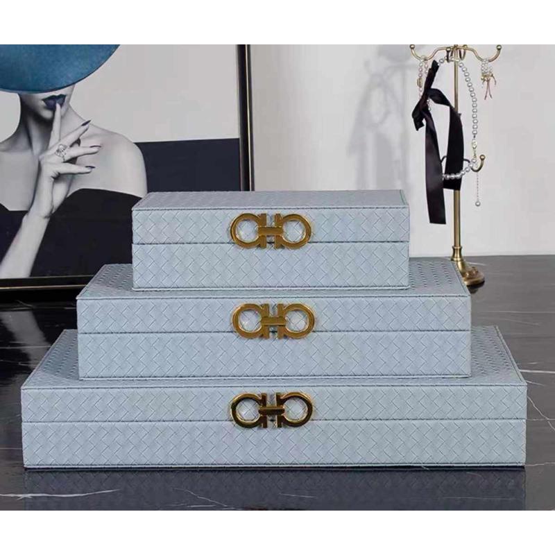 小号套三装饰收纳盒衣帽间卧室首饰头饰杂物盒皮革精致时尚简约