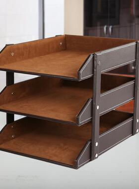 厂家直供文件架皮三层组装A272资文件架料架个性创意桌资料收纳革