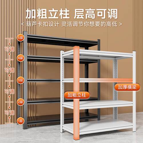 置物架多层收纳架货架家用储物架落地防尘下空式阳台储藏间铁架子