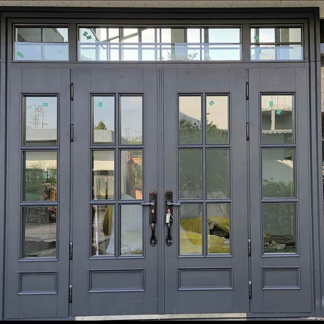 锌合金别墅大门双门定制农村自建房大门入户门玻璃门家用进户门