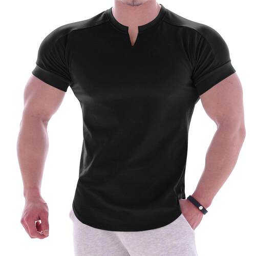 Muscle Fitness Dog Collarless Cotton Short Sleeve Men's