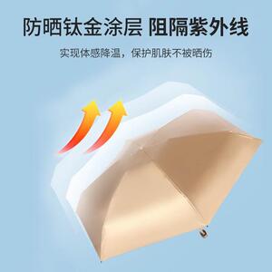 日本防晒小金伞六折折叠晴雨两用雨伞可印logo高级感遮阳伞太阳伞