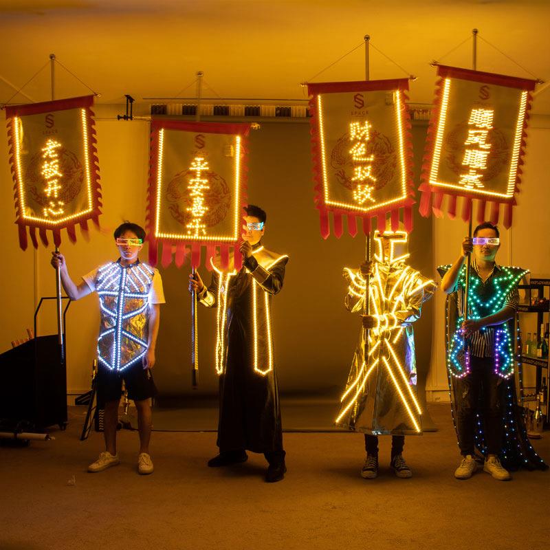 LED发光酒旗仿古旗双面手举旗LOGO广告旗虎年大吉招牌大咖降临