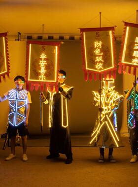 LED发光酒旗仿古旗双面手举旗LOGO广告旗虎年大吉招牌大咖降临