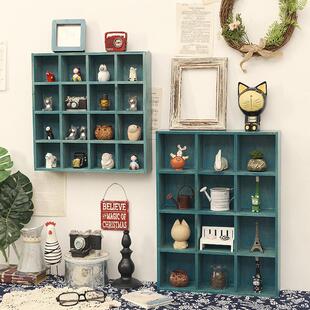 免打孔墙面装饰柜墙上置物架墙壁挂墙收纳盒实木格子挂架桌面覆古