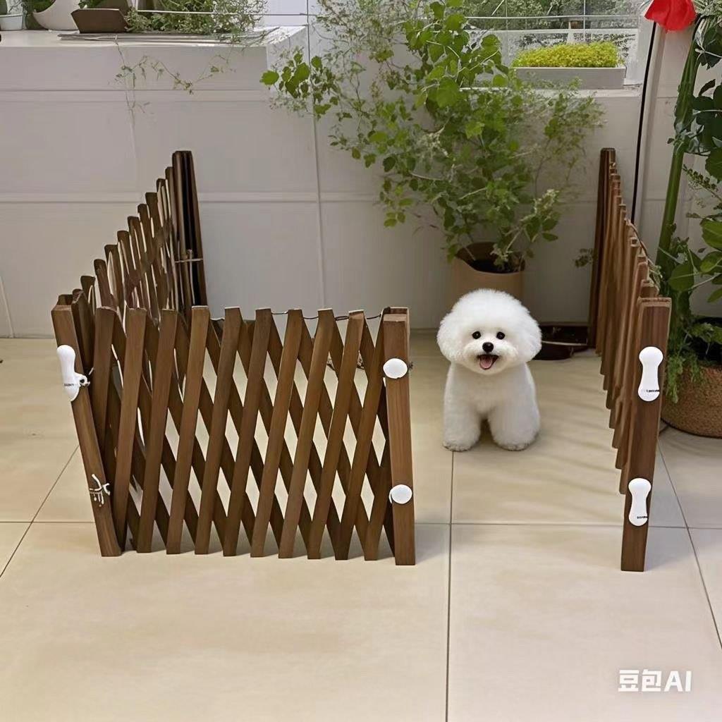 防腐木栅栏隔离门户外室内伸缩隔断拦猫拦狗兔栅栏挡板隔离网门栏