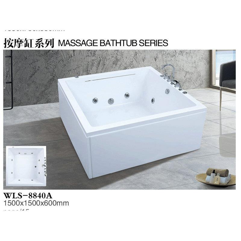 亚克力现代简约独立式方形成人冲浪按摩缸智能酒店家用浴缸8840A