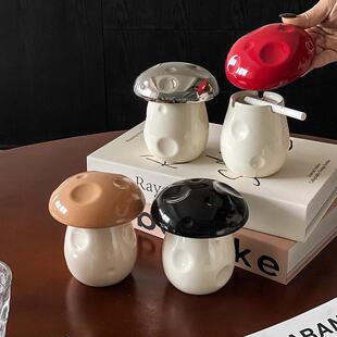 Ceramic mushroom ashtray with lid desktop decoration