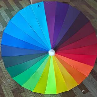 正品 24骨雨伞自动彩虹长柄加大防生风户男女学礼品广定制log告o印