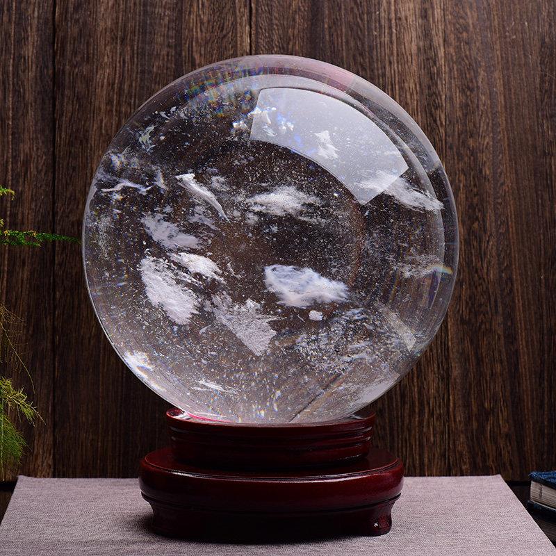 天然白水晶球天然水晶原石熔融家居办公室摆件开业送礼东海水晶