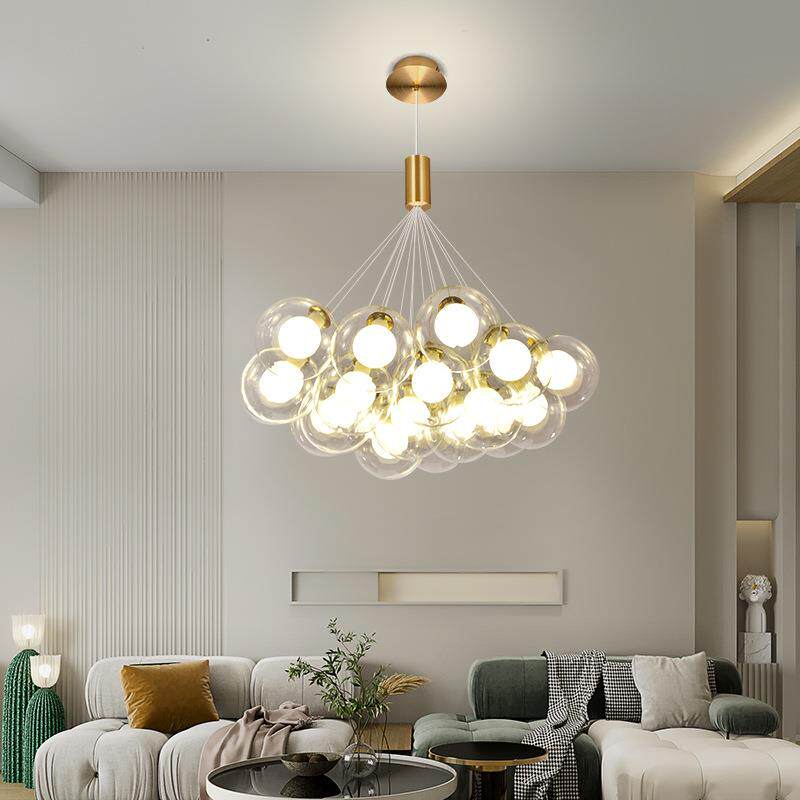 北欧客厅泡泡灯魔豆分子卧室灯现代简约吧台网红led玻璃餐厅吊灯