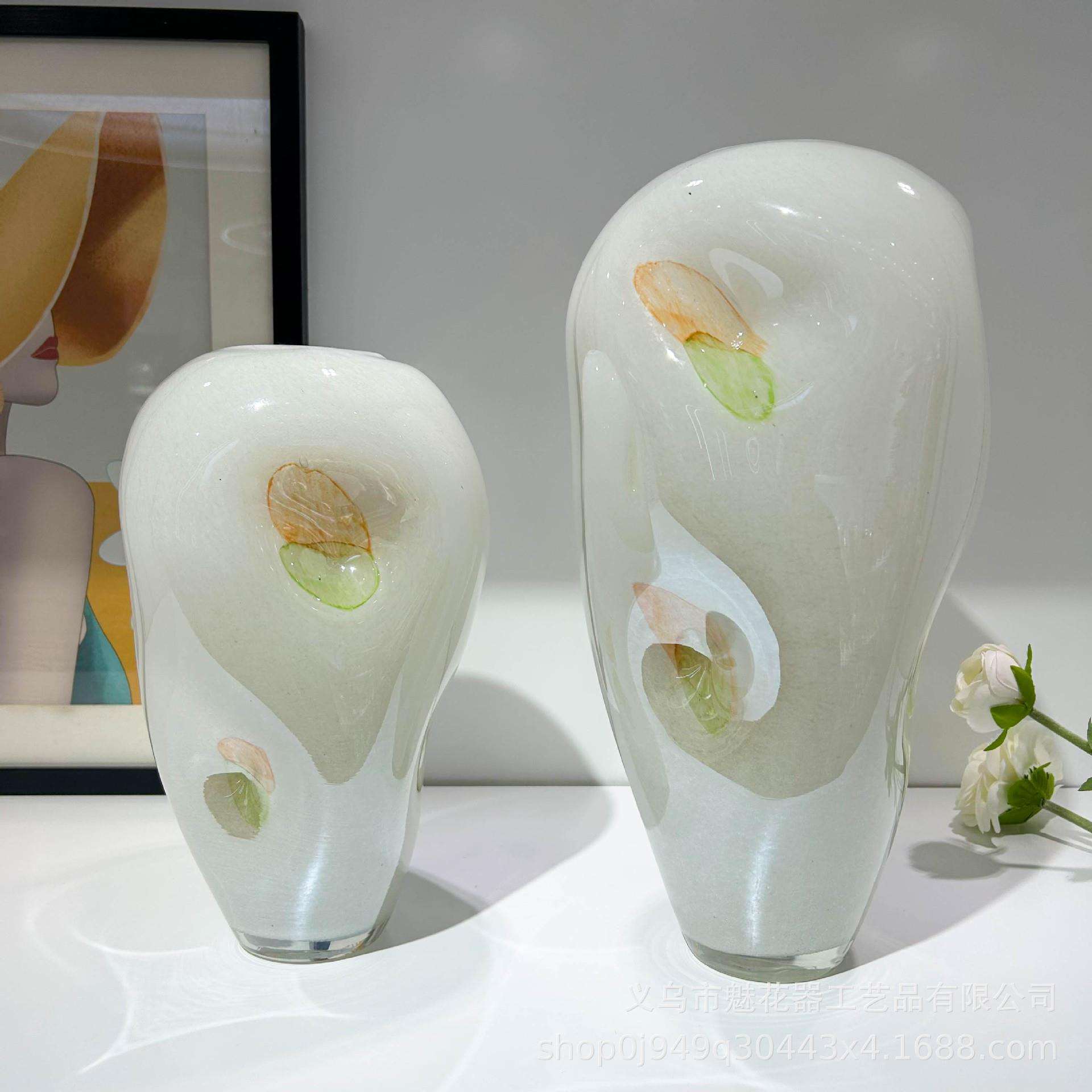 高级感白色不规则手工琉璃花瓶家居创意摆件样板间客厅插花器装饰