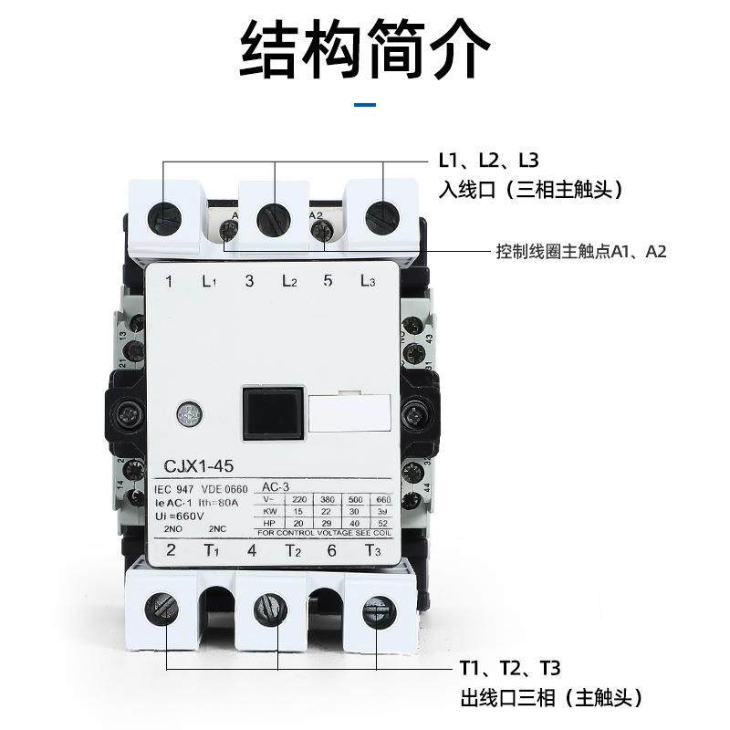 CJX1-456385110140205250300400交流接触器380V220V工业级耐用