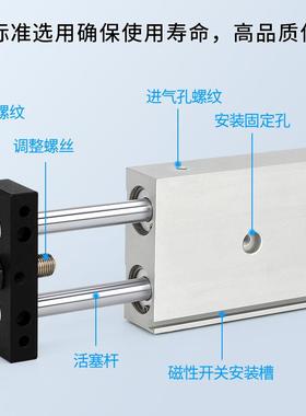 TMSB轴双杆双出往复滑台气缸可调KDH行程气动1双0/16/2025汽缸50/
