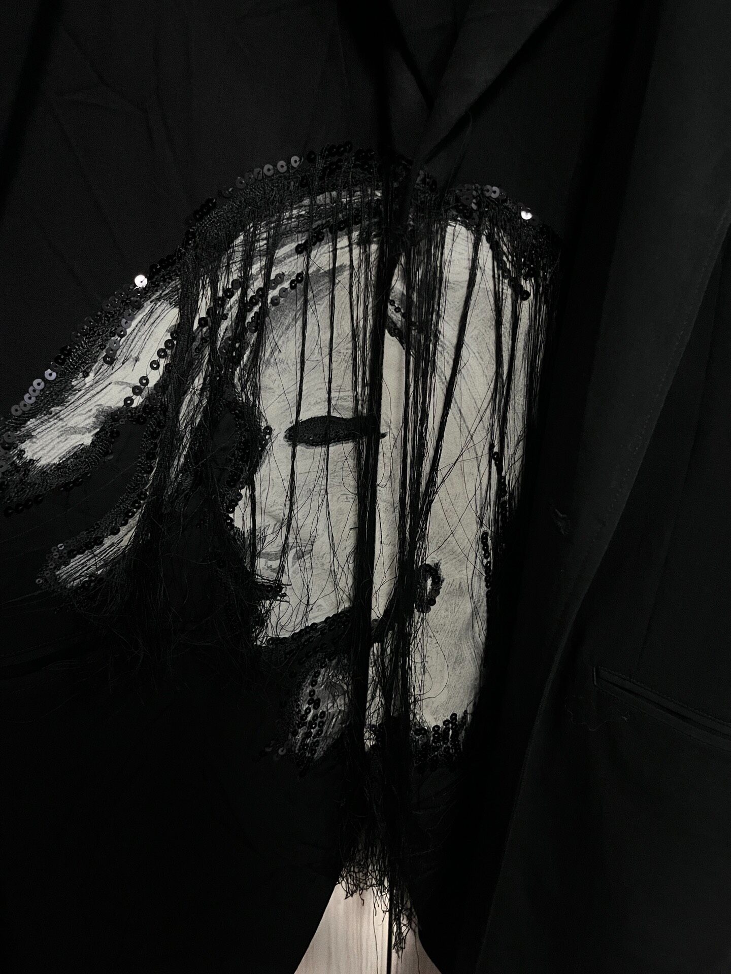 Yohji Yamamoto 18AW Spider Web Long Coat — detail