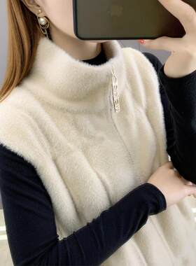 彷水貂绒马甲女冬季2025新款潮流时尚短款外穿毛衣背心坎肩外套女