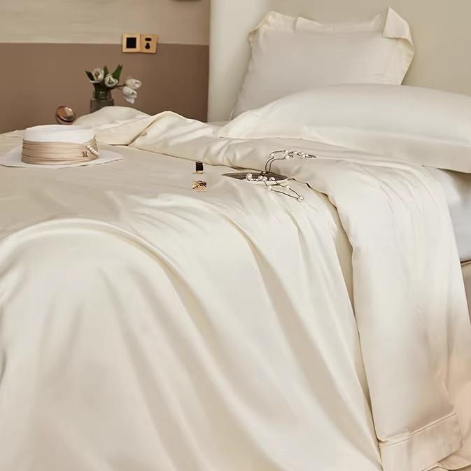 高端匹马棉全棉四件套纯色埋线被套纯棉床上用品白灰粉蓝紫色1.8