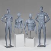 肌肉运动模特道具男女全身组合服装 模特架灰色跑步奔跑展示架假人