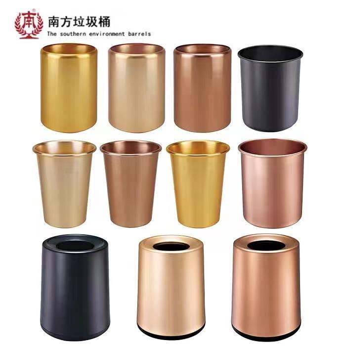 酒店家用圆形垃圾桶直投不锈钢收纳筒客房锥形卫生桶无盖双层
