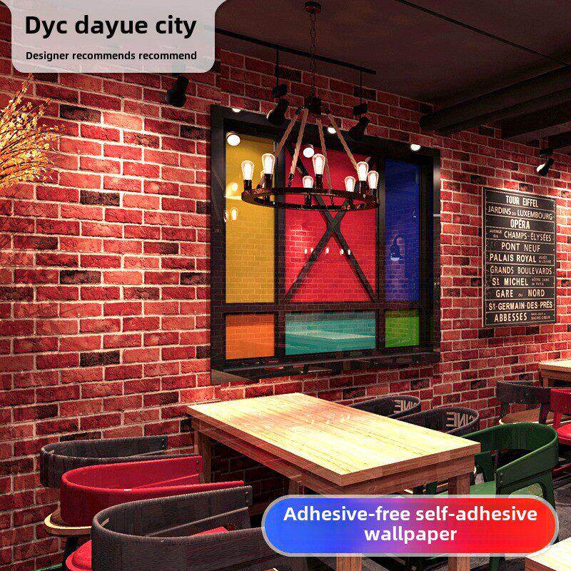 覆古砖墙纸不干胶模拟砖图案3D立体红砖墙贴纸学院宿舍砖墙墙纸