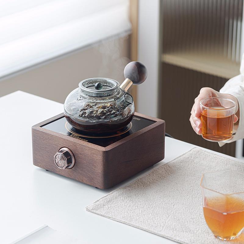 胡桃木玻璃煮茶壶烧水壶白茶煮茶器小型电热煮茶炉新款电陶炉专用