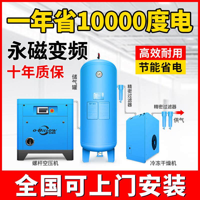 永磁变频空压机螺杆式螺杆机7.5KW15/22/37KW空气压缩机气泵380V