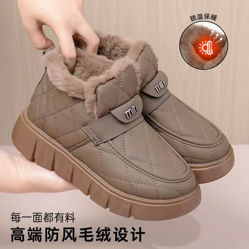 雪地靴秋冬女鞋棉鞋脚蹬妈妈棉鞋