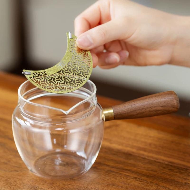 天久璃匠高档日式横侧把泡绿茶公道杯带钛茶过滤网一体2024新款