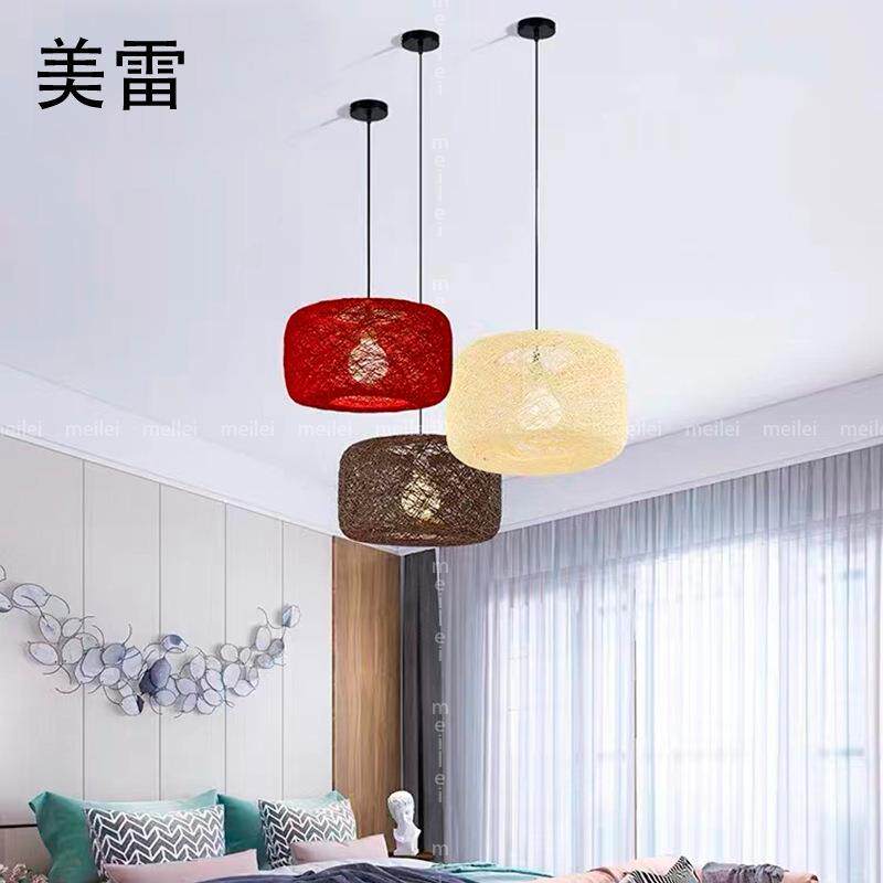 美雷麻球吊灯餐厅灯具吧台灯现代简约艺术田园藤艺鸟巢吊灯阳台灯